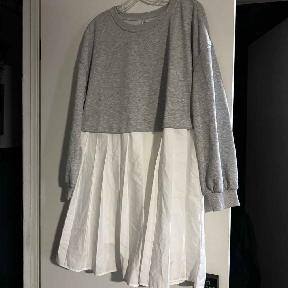 Gray and White Women's Dress